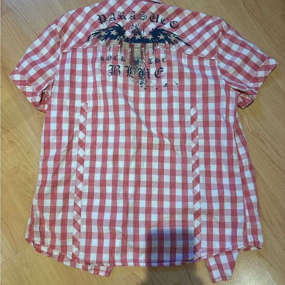 Parasuco Red and White Checkered Men's Button up Shirt - Picture 3 of 6